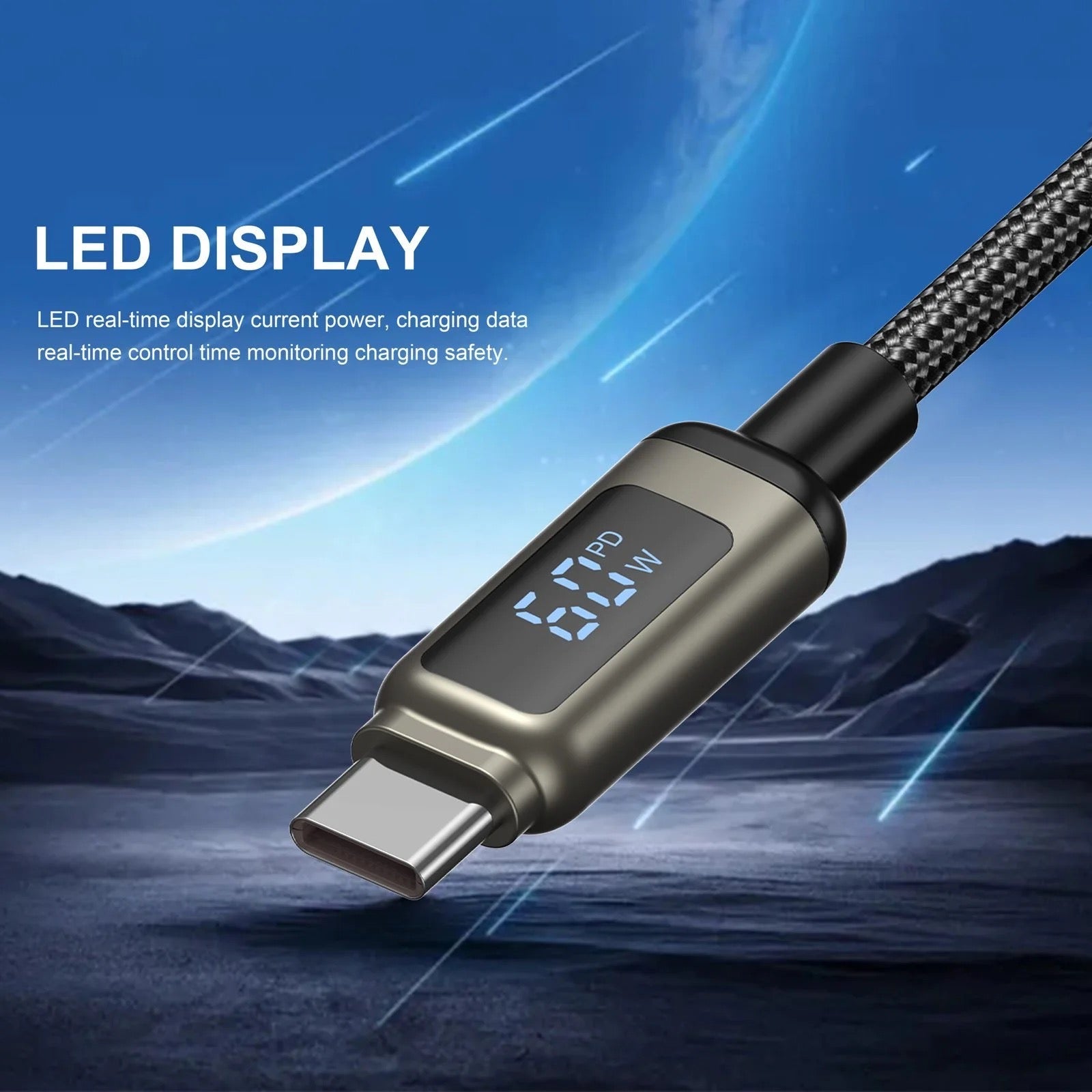 LITO USB-C to USB-C 60W Fast Charging Cable with Digital Display (1 Meter