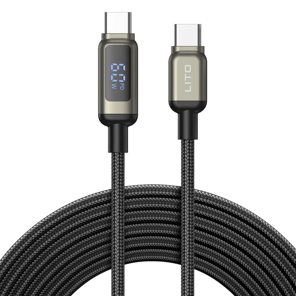 LITO USB-C to USB-C 60W Fast Charging Cable with Digital Display (1 Meter