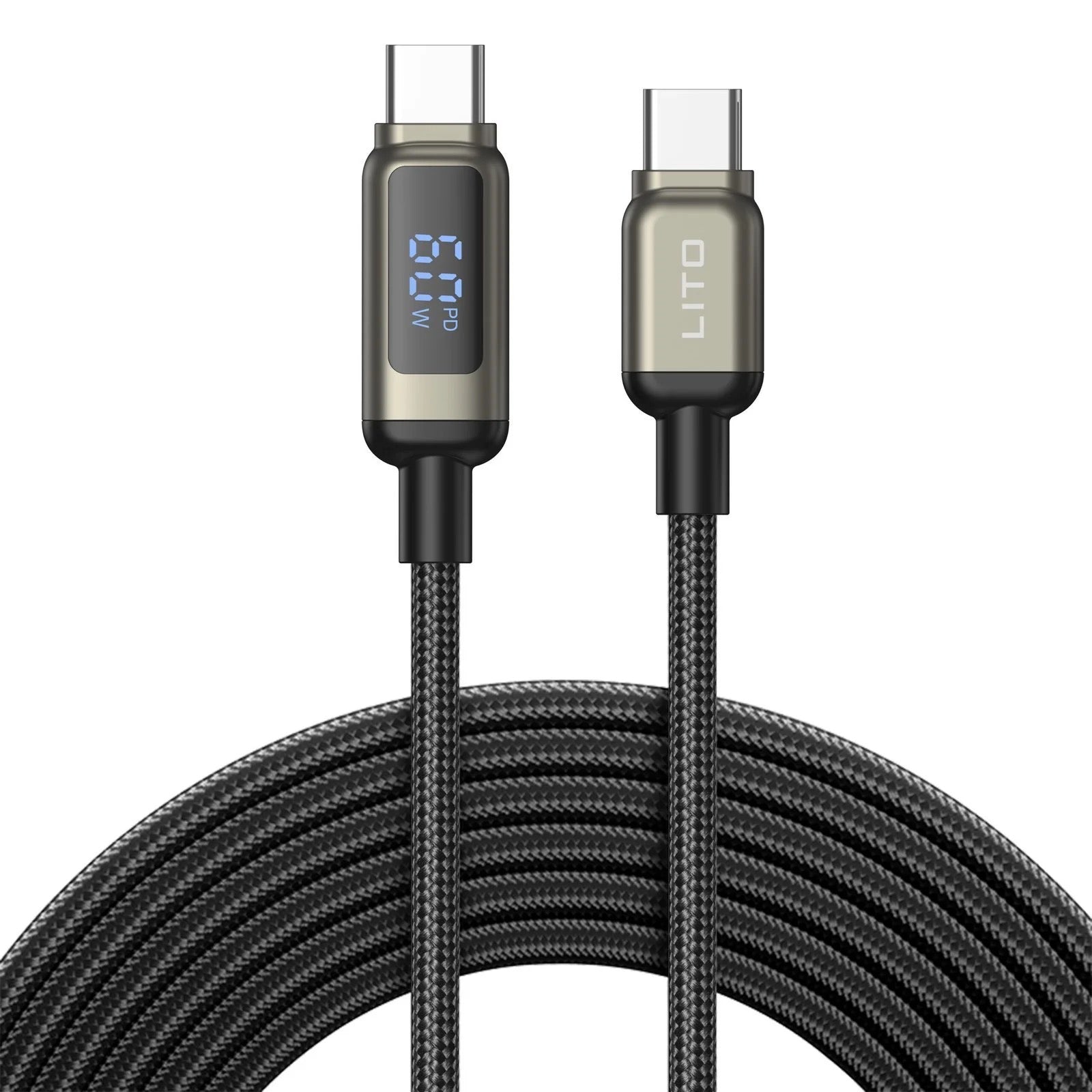 LITO USB-C to USB-C 60W Fast Charging Cable with Digital Display (1 Meter